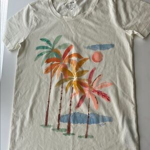 J Crew Collector tee white Short Sleeve Tee with Tropical Design